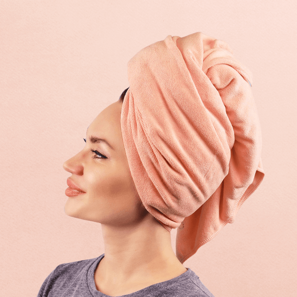 Microfiber Millennial Pink Hair Towel - Side View